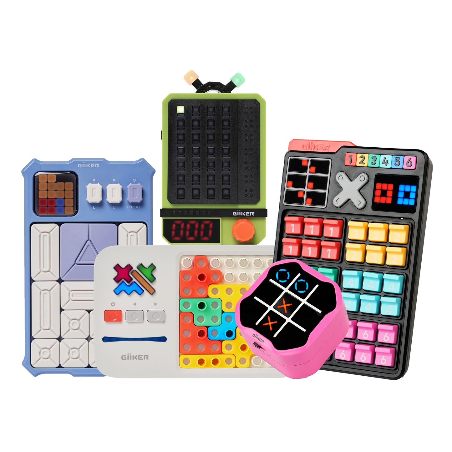 GiiKER Play Anywhere Bundle – 5 Smart Travel-Friendly Toys for Kids 3+ | Focus, Logic & Screen-Free Fun On-the-Go