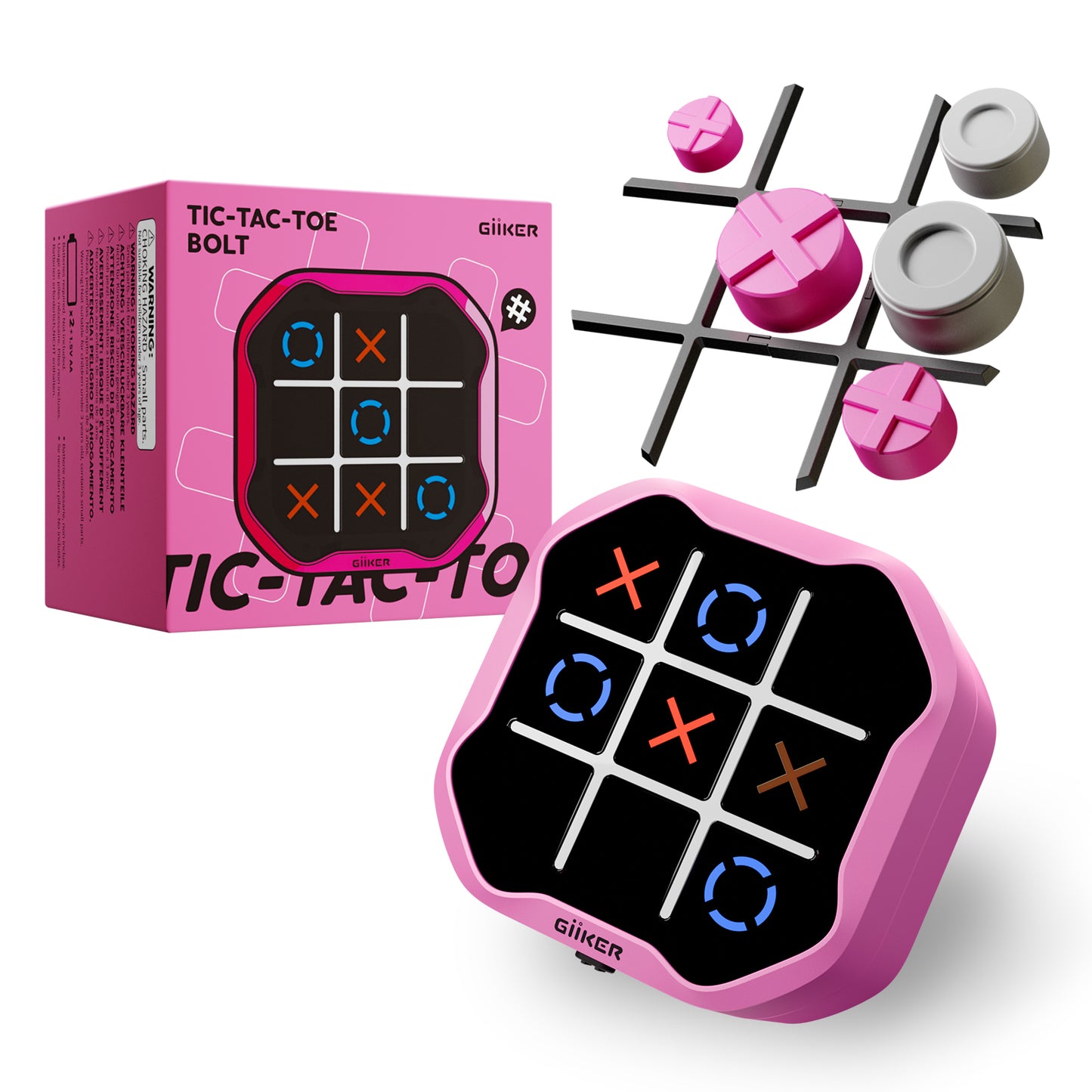 GiiKER Tic Tac Toe Bolt – 3-in-1 Handheld Game for Kids 3+ | Boost Focus, Memory & Quick Thinking On-the-Go