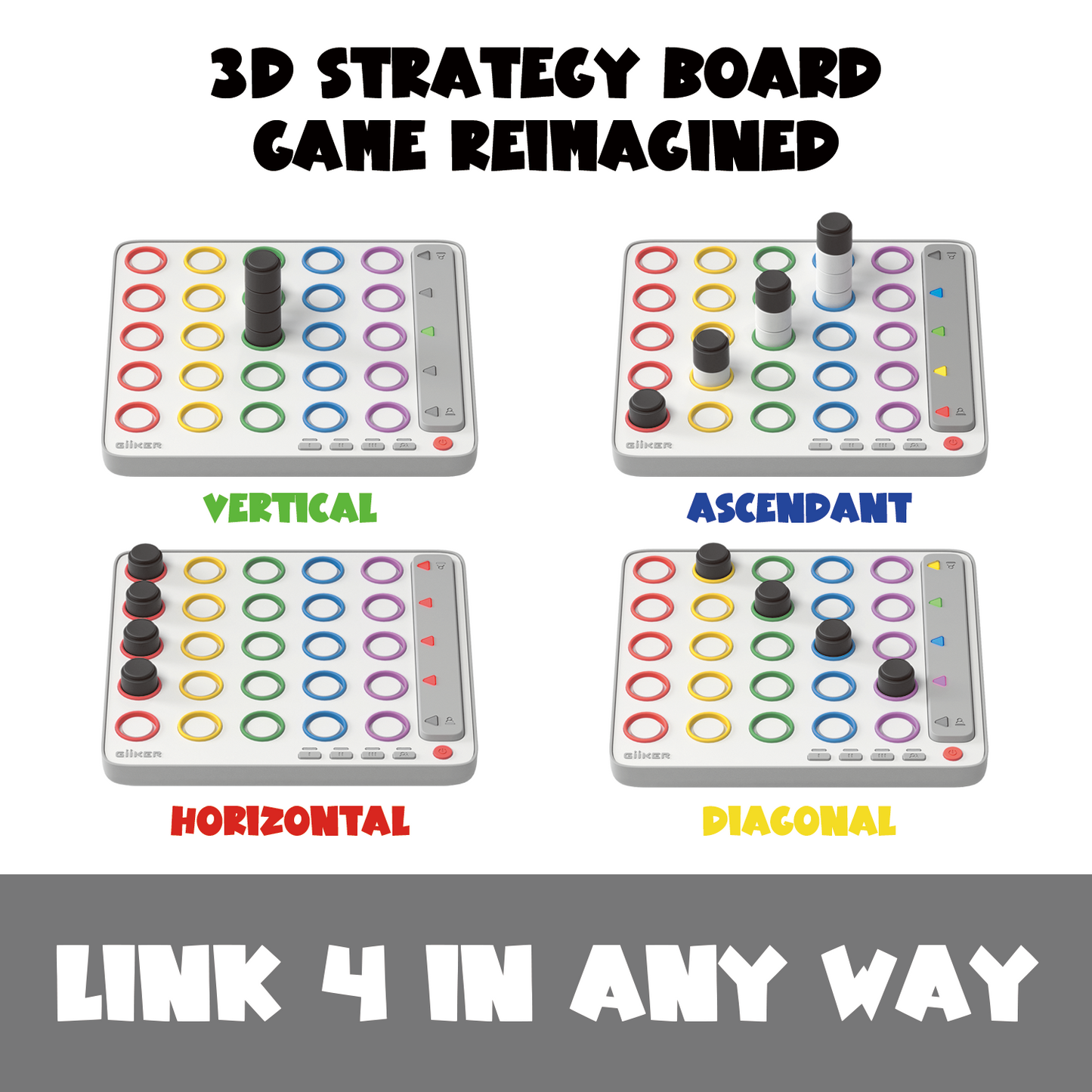 GiiKER Smart Connect 4 – Strategy Game for Kids 3+ | Build Logic, Planning & Focus with Screen-Free 3D Gameplay