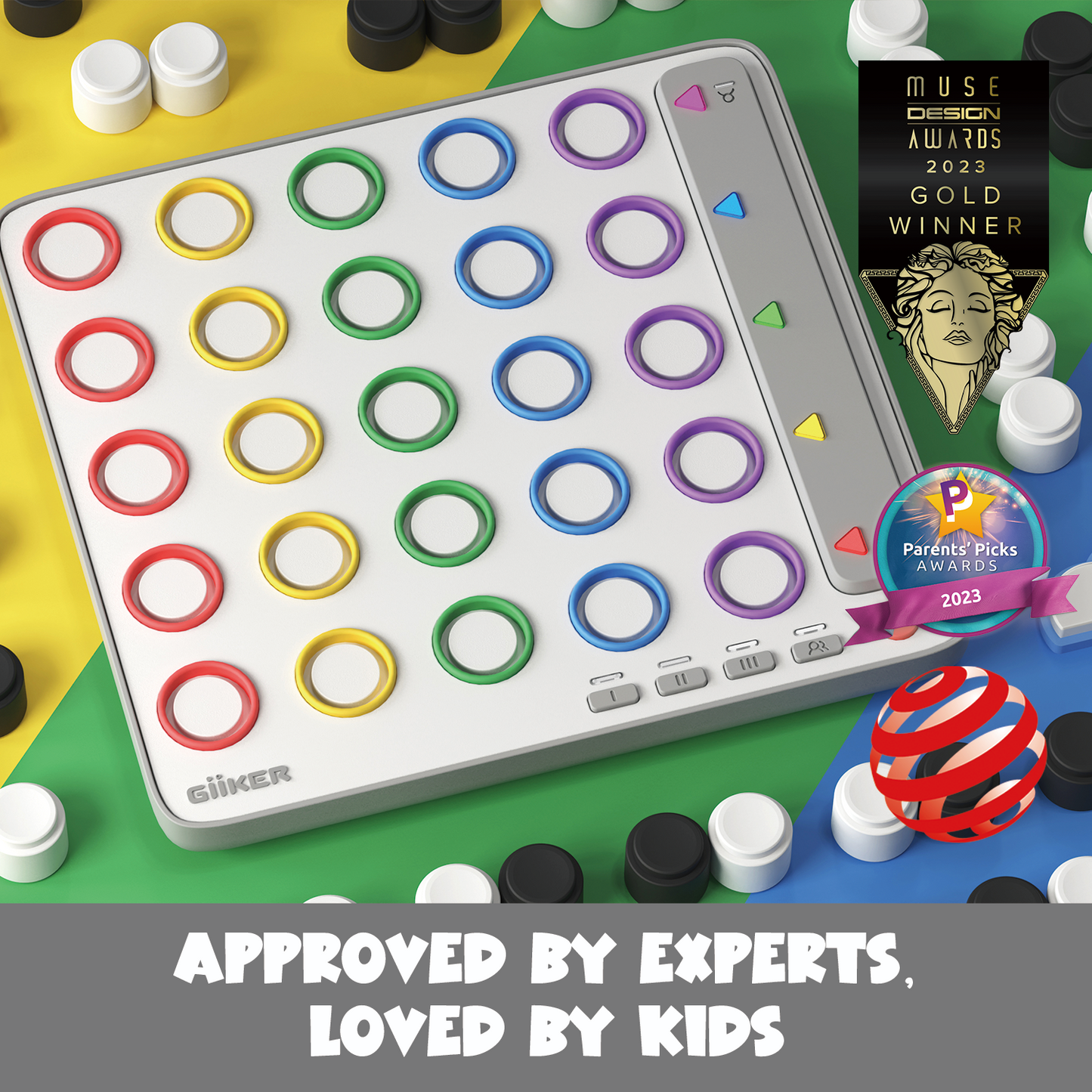 GiiKER Smart Connect 4 – Strategy Game for Kids 3+ | Build Logic, Planning & Focus with Screen-Free 3D Gameplay